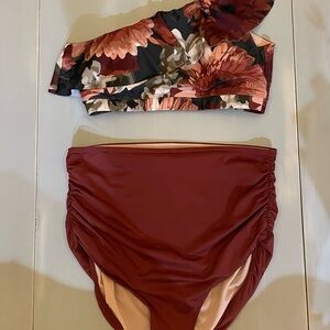Albion Fit Floral One-Shoulder Bikini Set